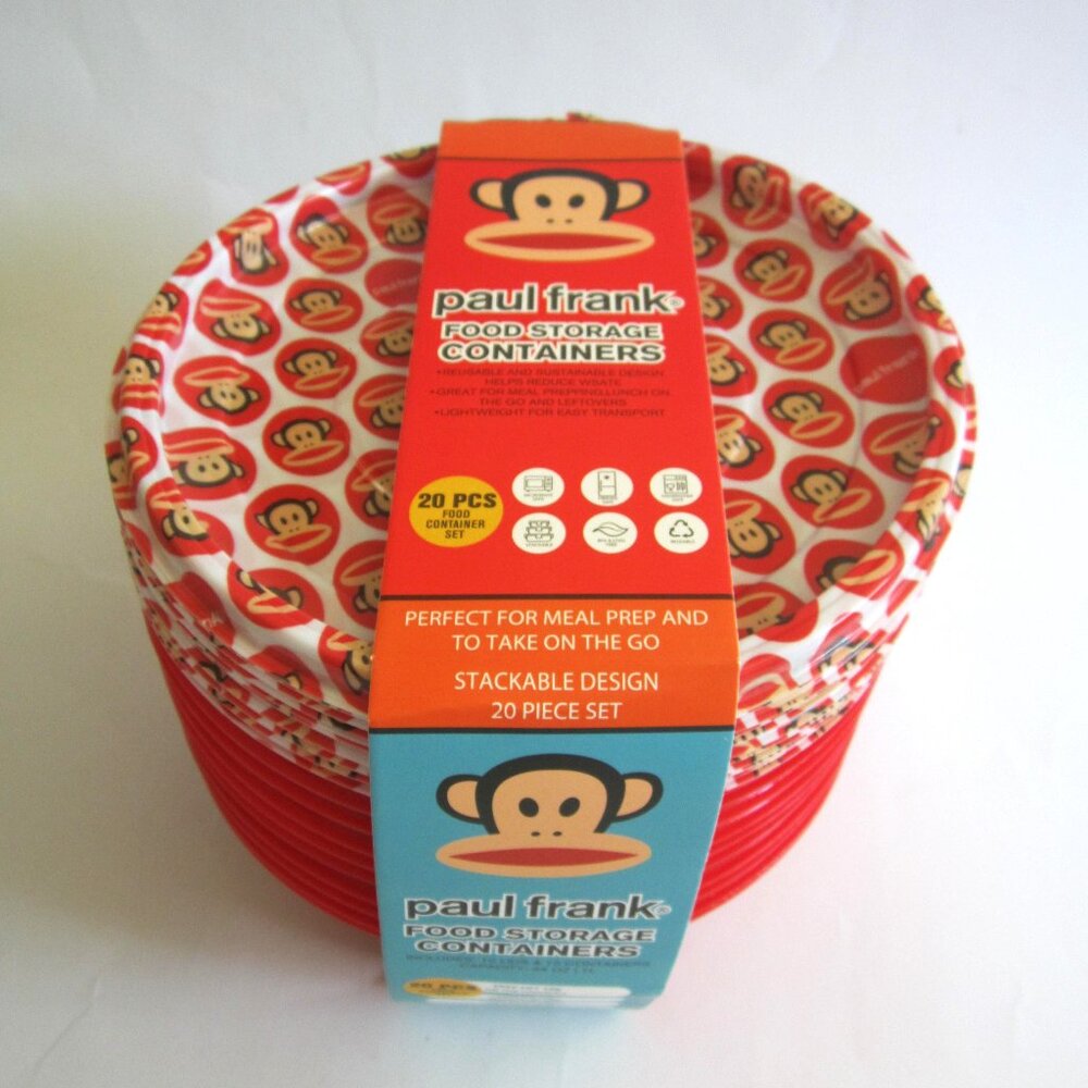 Paul Frank Julius Monkey Red Round Food Storage Containers 20 Pcs